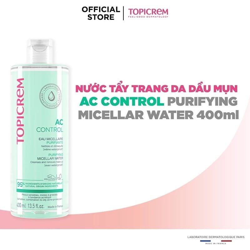 Nước Tẩy Trang Topicrem Cho Da Dầu Mụn Ac Control Purifying Micellar Water 400ml - Ảnh 4