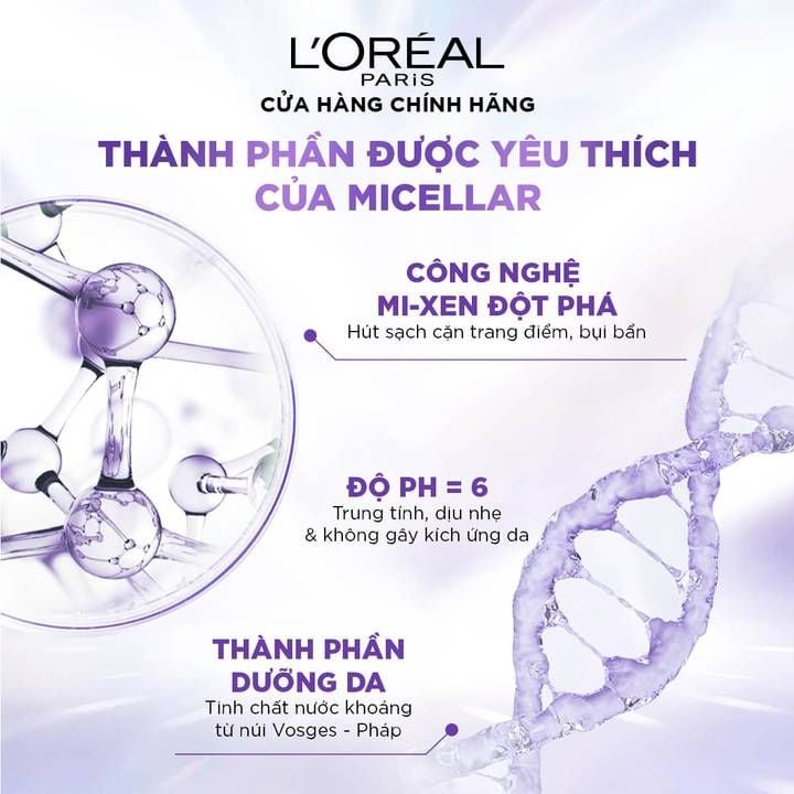 Nước Tẩy Trang L'oreal Làm Sạch, Cấp Ẩm Revitalift Hyaluronic Acid Hydrating Micellar Water - Ảnh 2
