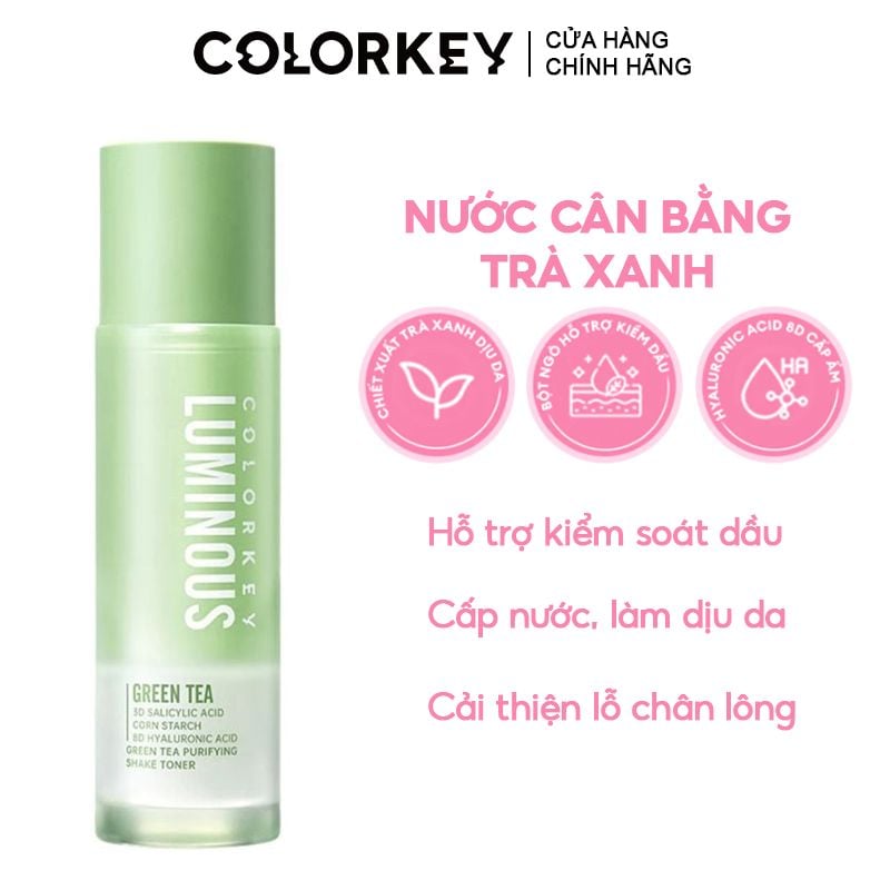 Nước Cân Bằng Colorkey Trà Xanh Luminous Green Tea Purifying Shake Toner 100ml